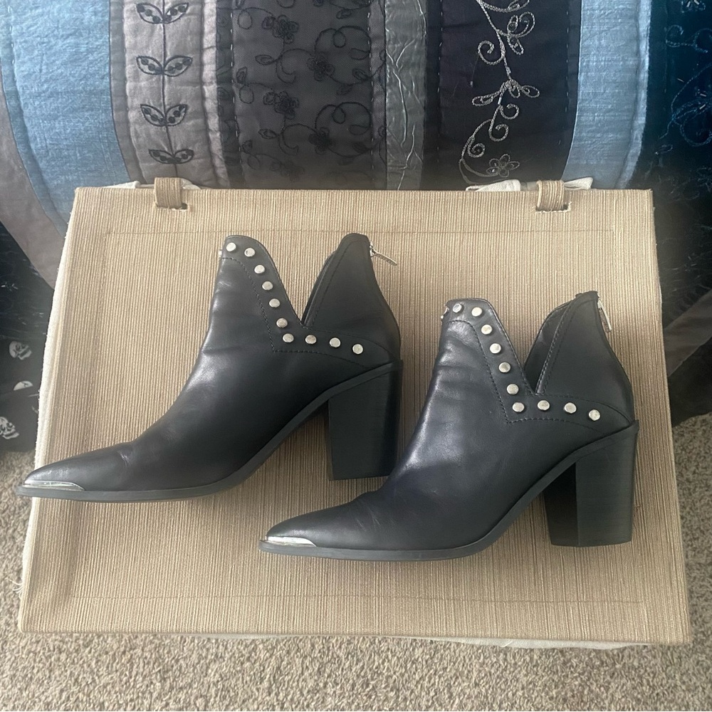 Marc Fisher Black Studded Heeled Boots